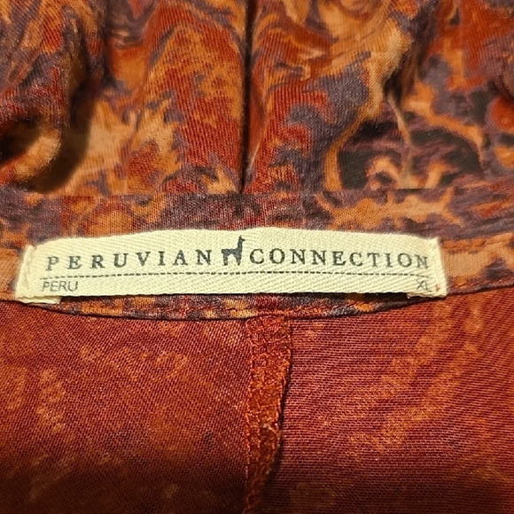 Peruvian Connection Asymmetrical Red Long Sleeve Tunic XL - Picture 2 of 4